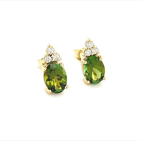 Natural Tourmaline Diamond Earrings 14k Gold 1.87 TCW Certified $2,950 210759 - Picture 6 of 13